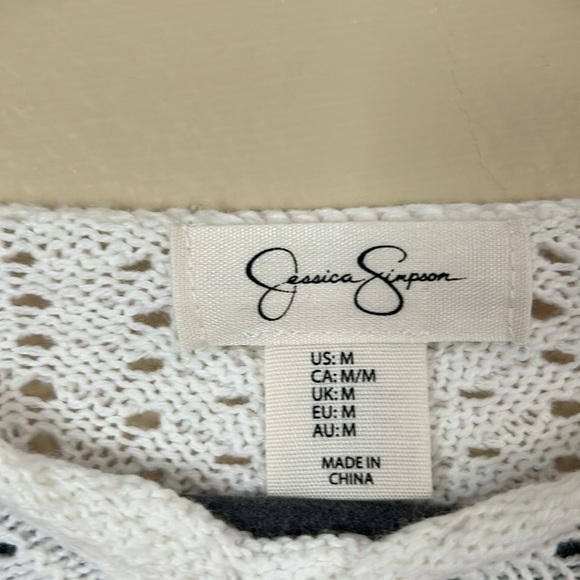 Open Knit Y2K Boho Pullover White Sweater - Picture 2 of 4